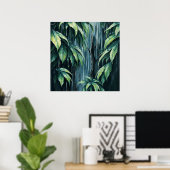 レインフォレスト – 静かなイラストレーションスタイルアート ポスター (ホームオフィス)