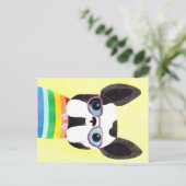 レインフランスのボーTシャツのブルドッグ ポストカード (スタンド正面)