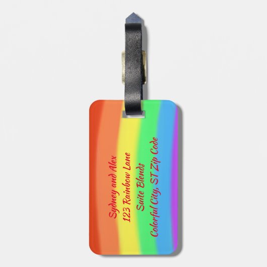 レインブローパーソナライズされたブレンド荷物タグ ラゲッジタグ (裏面縦)