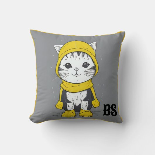 レインブーツおもしろいの猫 – cat Mouer クッション (正面)