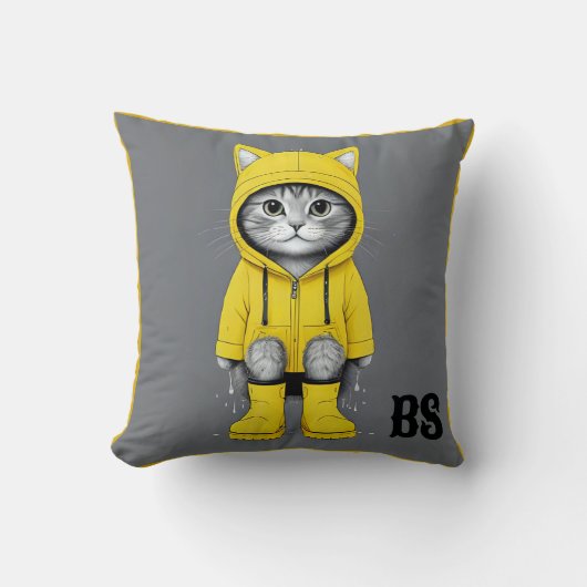 レインブーツおもしろいの猫 – cat Mouer クッション (正面)