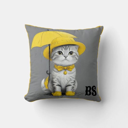 レインブーツおもしろいの猫 – cat Mouer クッション (正面)