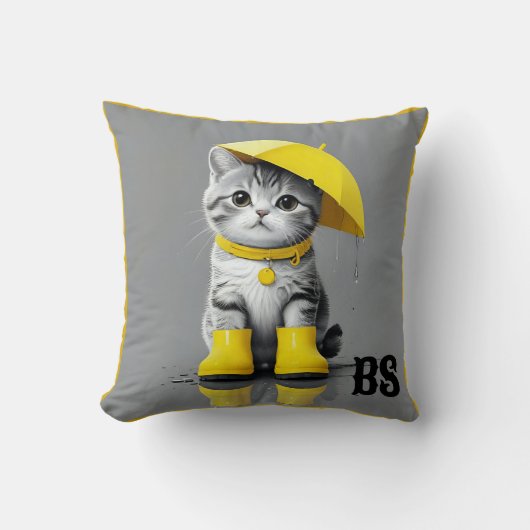 レインブーツおもしろいの猫 – cat Mouer クッション (正面)