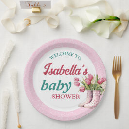 レインブーツ&チューリップ紙プレート ペーパープレート