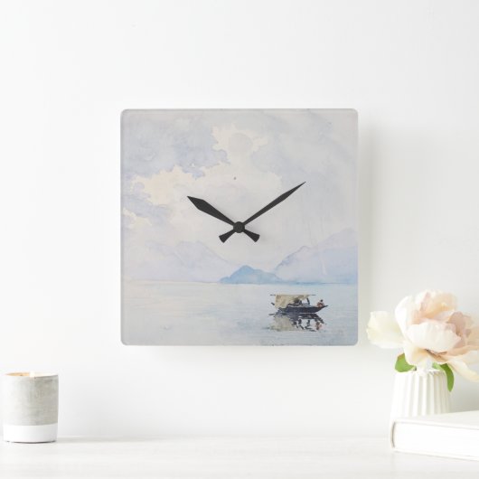 レインベラージオバーファインアートウォーターカラーシースケープ スクエア壁時計 (ホーム)