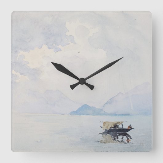 レインベラージオバーファインアートウォーターカラーシースケープ スクエア壁時計 (正面)