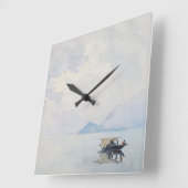 レインベラージオバーファインアートウォーターカラーシースケープ スクエア壁時計 (傾斜)