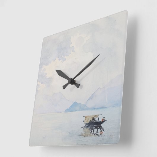 レインベラージオバーファインアートウォーターカラーシースケープ スクエア壁時計 (傾斜)