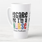 レインボおもしろいーナース感謝していタイポグラフィよ カフェラテマグ (左アングル)