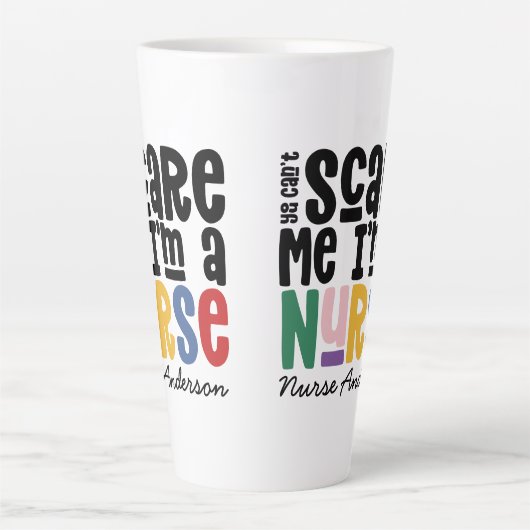 レインボおもしろいーナース感謝していタイポグラフィよ カフェラテマグ (正面)