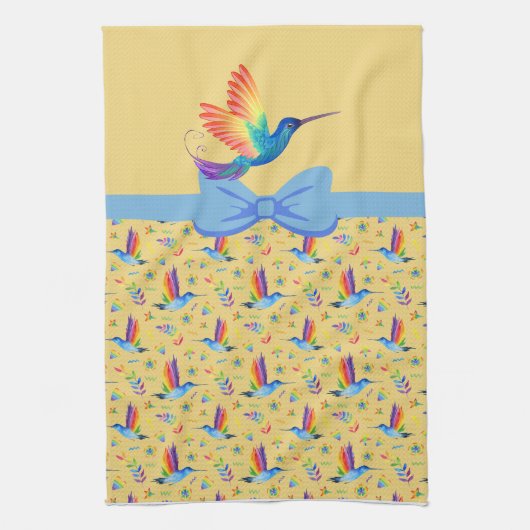 レインボウと愛のバードイン・バナナ キッチンタオル (縦)