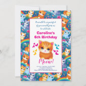 レインボウの子猫のためのバースデーパーティー 案内状 (正面)