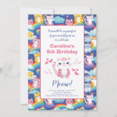 レインボウの子猫のためのバースデーパーティー 案内状 (正面)