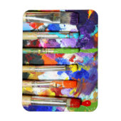 レインボウの絵を描ブラシ撮影 マグネット (縦)