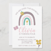 レインボウズ&フラワーバースデーパーティー招待状 招待状 (正面)