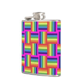 レインボカラフルーブロックパターン フラスク (左)