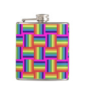 レインボカラフルーブロックパターン フラスク (正面)