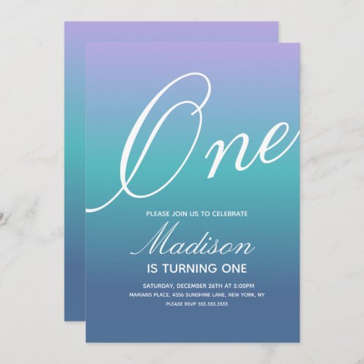 レインボグラディエントAny Ageカラフル招待状 招待状 (正面/裏面)