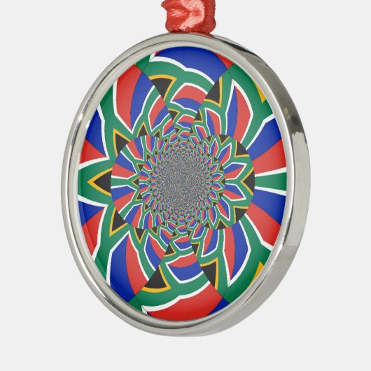 レインボネーション鮮やか:南アフリカ美術プリント メタルオーナメント (左)