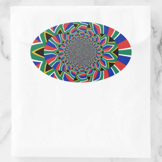 レインボネーション鮮やか:南アフリカ美術プリント 楕円形シール (バッグ)