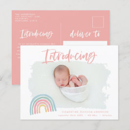 レインボモダンーピンガーリーク導入フォト誕生 案内ポストカード