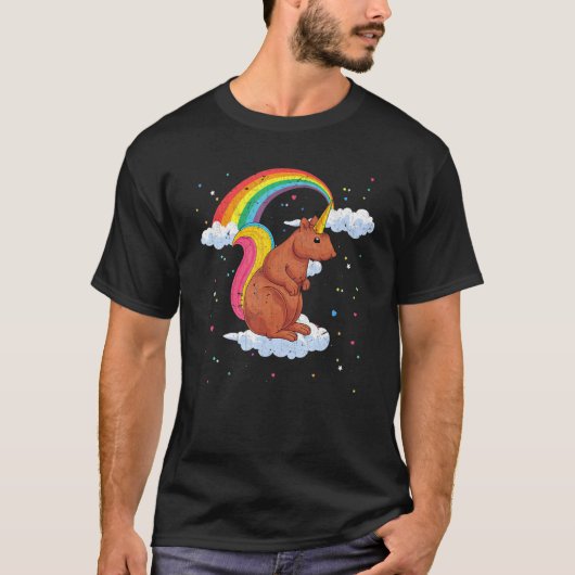 レインボリスファンタジー森林動物リス Tシャツ (正面)