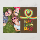 レインボルーピーカラフルハートバレンタインデー写真 シーズンポストカード (正面)