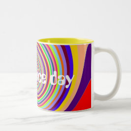 レインボーいい一日のキャンディサイケデリックスワールを持つ ツートーンマグカップ