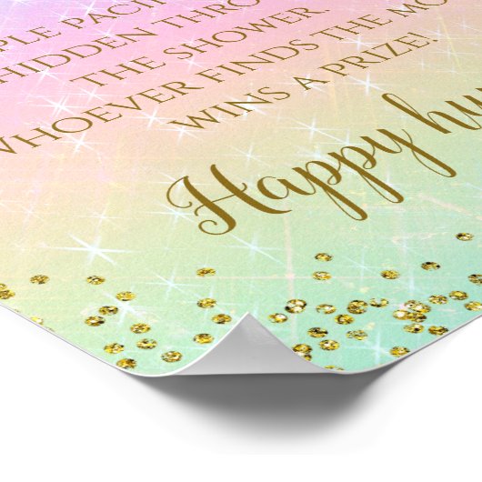 レインボーおしゃぶり赤ちゃんシャワーゲームサイン ポスター (角)