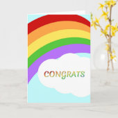 レインボーおめでとうカード カード (黄色い花)