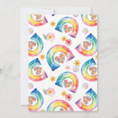 レインボーおもしろいウォーターカラーガール誕生日招待状 招待状 (裏面)