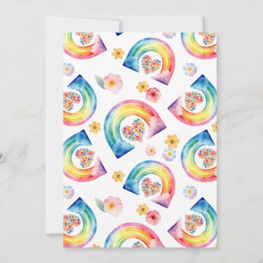 レインボーおもしろいウォーターカラーガール誕生日招待状 招待状 (裏面)