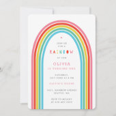 レインボーおもしろいキッズの誕生日パーティーブライト招待状 招待状 (正面)
