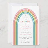 レインボーおもしろいキッズの誕生日パーティー桃招待状 招待状 (正面)