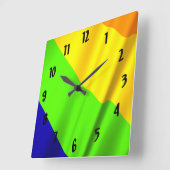 レインボーおもしろいキッズカラーデザイン スクエア壁時計 (傾斜)