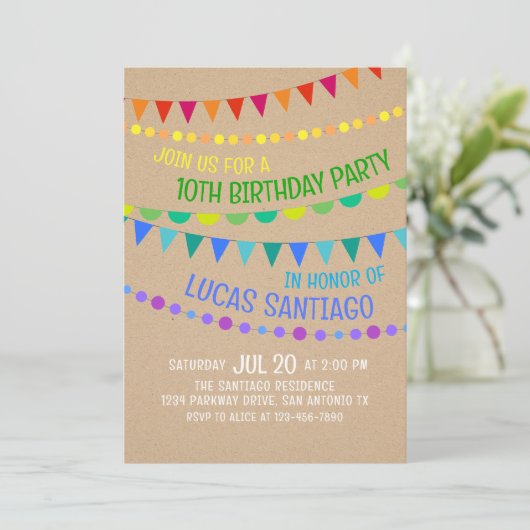 レインボーおもしろいキッズ誕生日招待状 招待状 (スタンド正面)