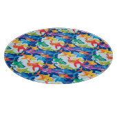 レインボーおもしろいシャーク誕生日バルーンパーティーファミリー カッティングボード (角)