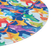 レインボーおもしろいシャーク誕生日バルーンパーティーファミリー カッティングボード (角)