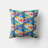 レインボーおもしろいシャーク誕生日バルーンパーティーファミリー クッション (裏面)