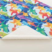 レインボーおもしろいシャーク誕生日パーティーパターン シェルパブランケット (3/4)