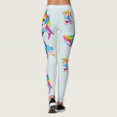 レインボーおもしろいシャーク誕生日パーティー家族の子供 レギンス (裏面)