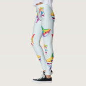 レインボーおもしろいシャーク誕生日パーティー家族の子供 レギンス (左)