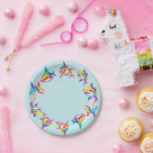 レインボーおもしろいシャーク誕生日パーティーPattern Kids ペーパープレート (パーティー)