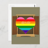 レインボーおもしろいハートLGBT来がクローゼットから ポストカード (正面/裏面)