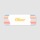 レインボーおもしろいバースデーパーティーテーマゲストTシャツ 名札 (正面)