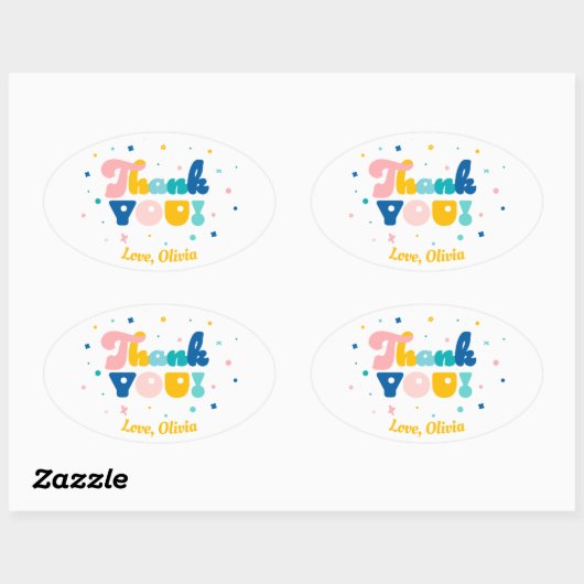 レインボーおもしろいバースデーパーティーテーマシール 楕円形シール (シート)