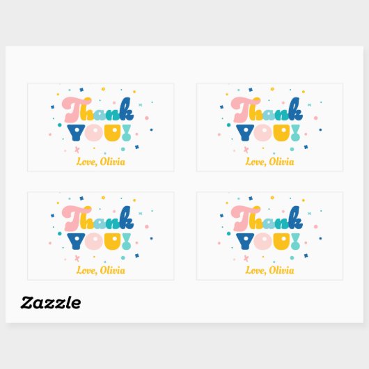 レインボーおもしろいバースデーパーティーテーマシール 長方形シール (シート)