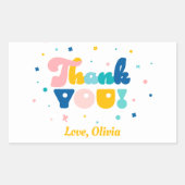 レインボーおもしろいバースデーパーティーテーマシール 長方形シール (正面)