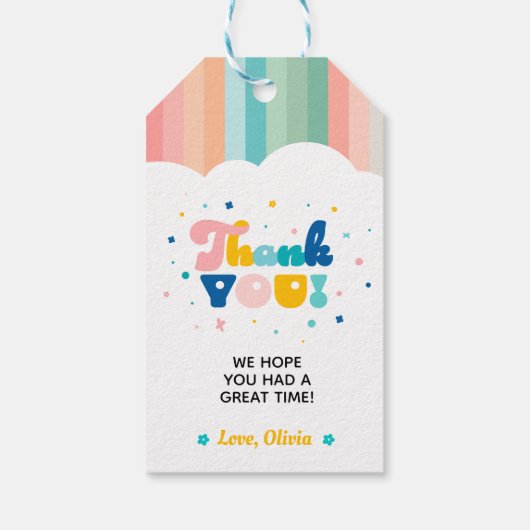 レインボーおもしろいバースデーパーティーテーマ ギフトタグ (裏面)