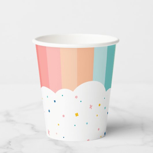 レインボーおもしろいバースデーパーティーテーマ 紙コップ (正面)
